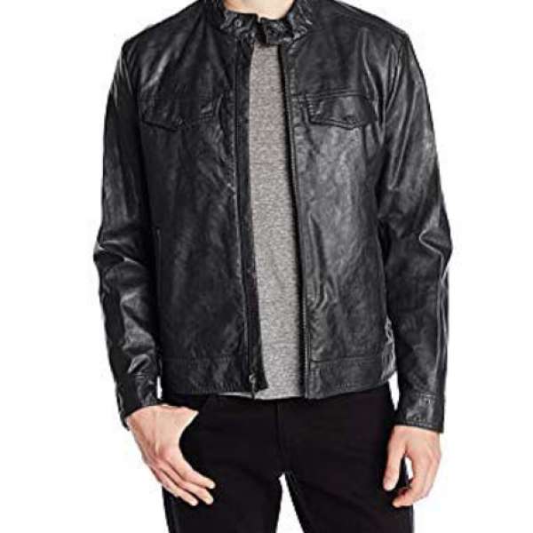全新 Kenneth Cole REACTION Men's Marble Faux-Leather Moto Jacket 有掛牌