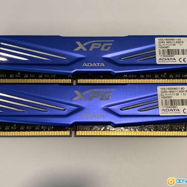 2手 Adata XPG DDR3 1600 8GB 兩條