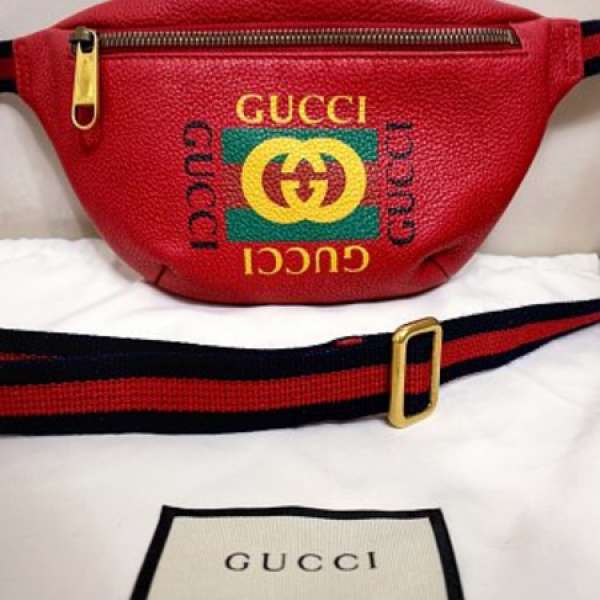 GUCCI PRINTED TEXTURED-LEATHER BELT BAG