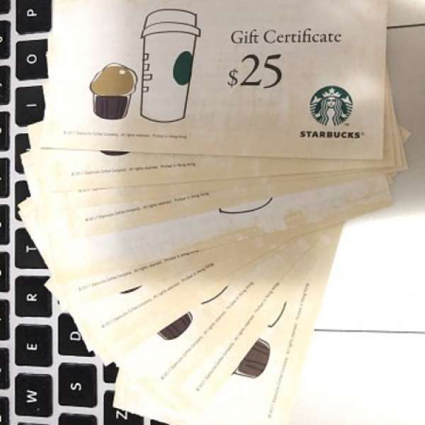 Starbucks 星巴克 16 pcs  17張 $25 現金卷 Gift Certificate