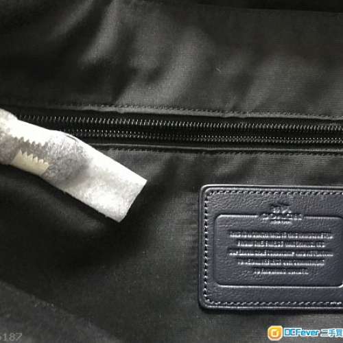美國直入 全新Coach 深藍羊皮經典壓紋袋 公事包 斜背袋 側咩袋
