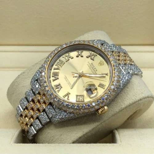 Rolex Datejust 41mm Two Tone 25 CT Iced Out Roman Dial