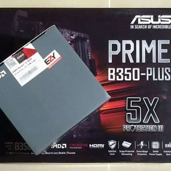 AMD Ryzen 5 1600 + 華碩 Asus Prime B350 Plus CPU 連 底板