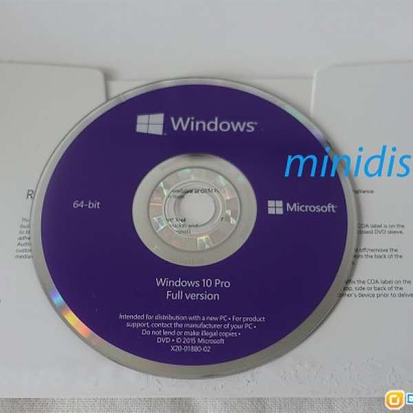 [絕對唔係垃圾MSDN key] 全新未開封正版Windows 10 專業版 英文/中文 64bit OEM DVD