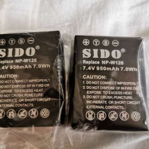 100% NEW SIDO NP-W126 Rechargeable Battery for Fuji X-T20 or X-T30 2粒