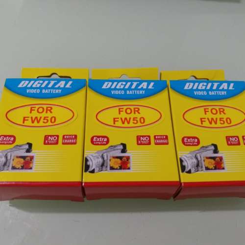 全新 SONY NP-FW50 代用電池（3粒）A7 A7II A7RII A7SII A5100 A6000 A6300 A650 a5...