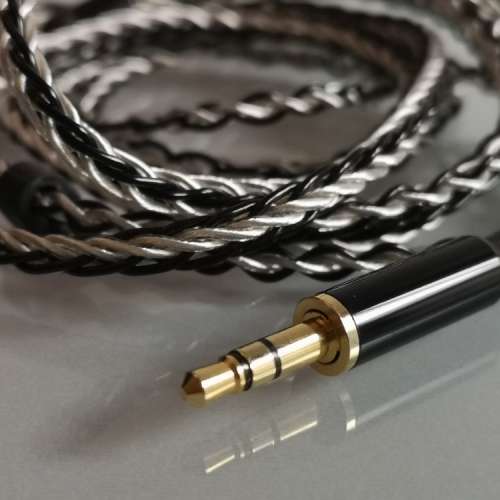 MMCX 3.5mm 7N 銅銀混編耳機線 (銀黑色)