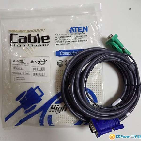 Aten PS/2, USB, VGA KVM 5m 線 2L-5205U