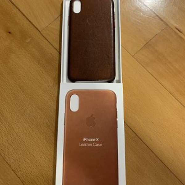 iPhone X 皮革護殼，啡色，九成新，有盒