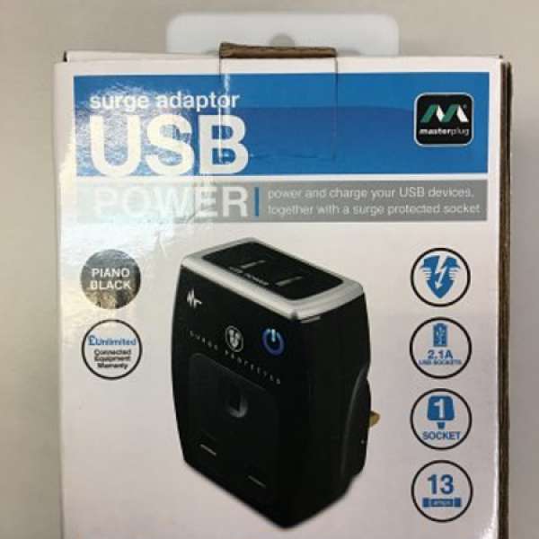 Masterplug Surge Protected Plug with USB Charger Max 2.1A