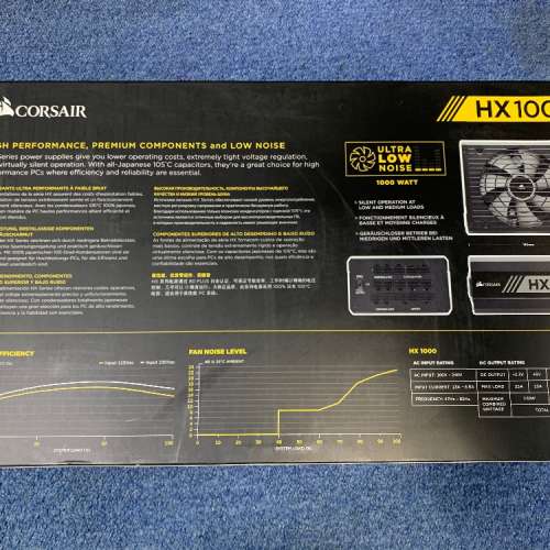 Corsair HX1000 80 PLUS&reg; PLATINUM Certified Fully Modular 火牛