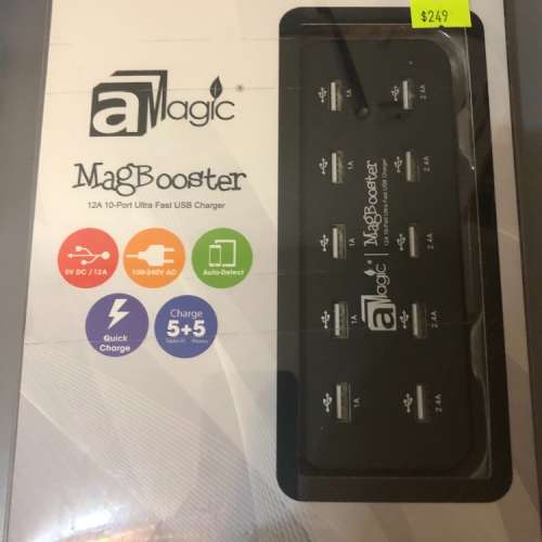 aMagic MagBooster 10位 12A USB 快速充電器 APW-AC1012 黑色