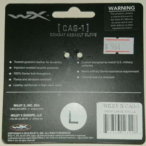 Wiley X CAG-1 戰術手套 Size L