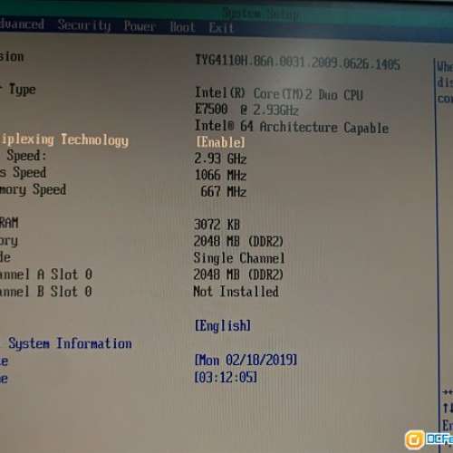 Intel Core 2 Duo E7500 + Intel 主機板 DG41TY + 2G RAM