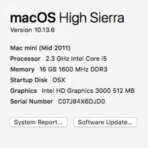Mac Mini 2011 2.3G i5 16GB 240SSD