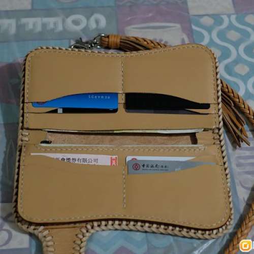 男女真皮原創皮唐草雕錢包手工編織復古植鞣革頭層牛皮長款財布