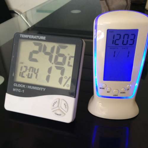 溫度計、濕度計、時鐘（共二個）
