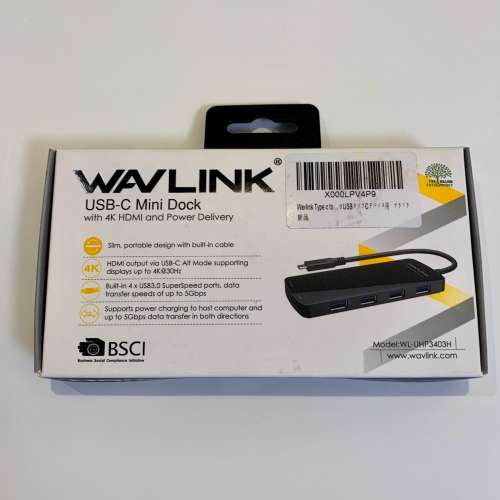 Wavlink WL-UHP3403H - Type C 六端連接盒子(1 x Type C + 4 x USB 3.0 + 1 x HDMI)