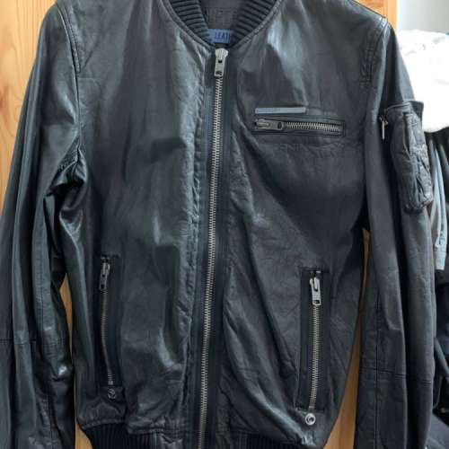 Superdry Leather Jacket (size:M)
