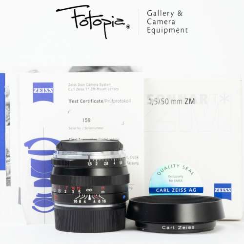 || Carl Zeiss C Sonnar T* ZM 50mm F1.5 - Black with full packing & hood $6000 ||