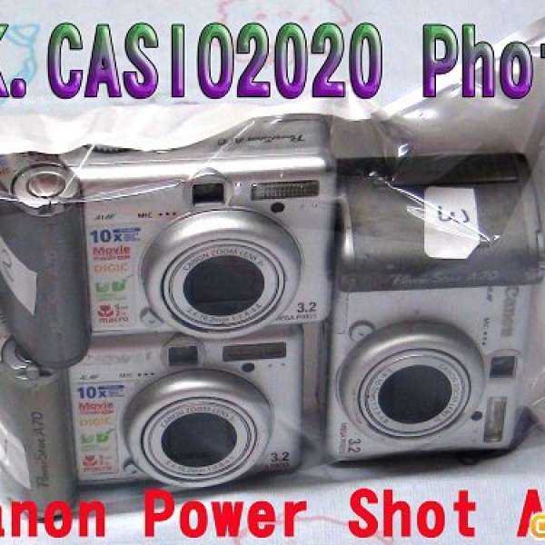 出售 Canon Power Shot A70 數碼相機 3 部 ( 一部半壞 , 而兩部係壞 )