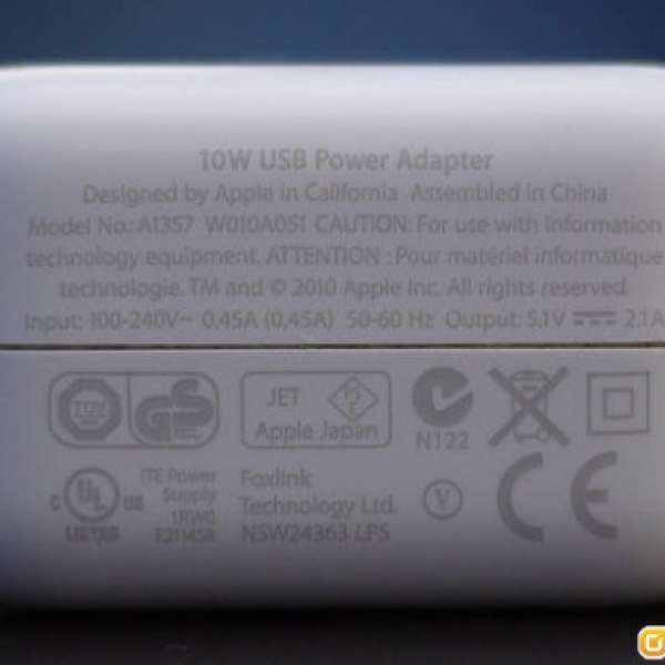 原裝 APPLE iPad 10W 充電器