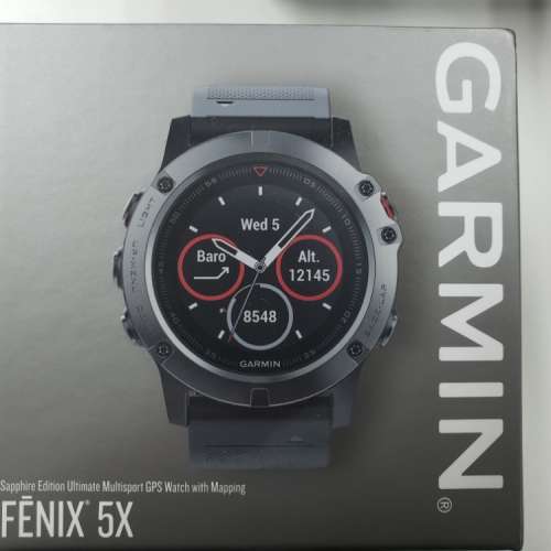 全新未開封美水現貨Garmin Fenix 5X 国際英文版 藍寶石錶面