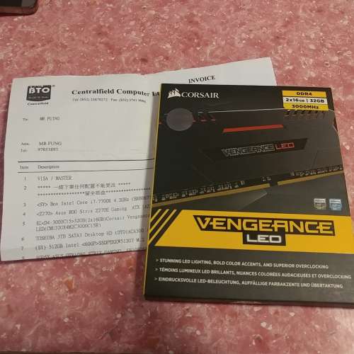 100%全新Corsair Vengeance LED DDR4 3000Mhz C15 16GB X 2 (32GB) Kit