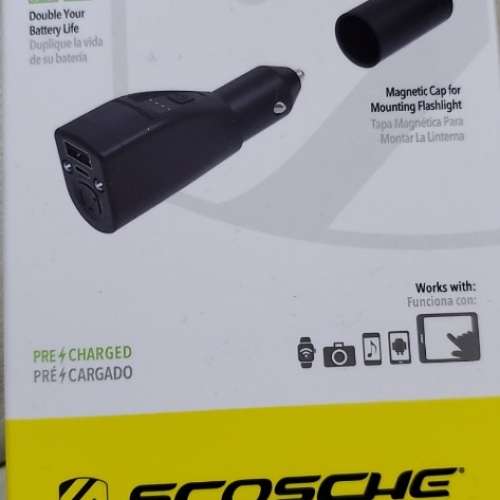美国SCOSCHE GoBat™2600具有三合一功能車載移動電源，帶應急手電筒