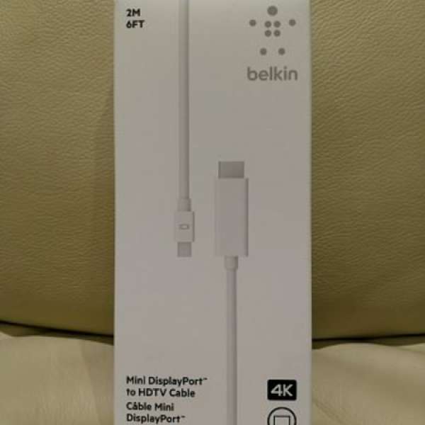 [全新] Belkin 4K Mini DisplayPort (Thunderbolt 2) 至 HDMI 連接線 (2 米/6.5 呎)