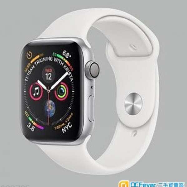 Apple Watch Series 4 (有GPS) (44mm) 銀色鋁金屬錶殼配白色運動錶帶