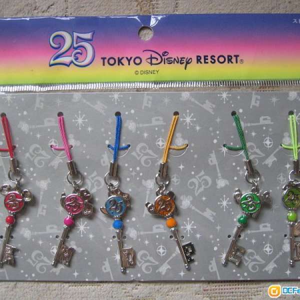 全新正版 東京迪士尼 25週年紀念(夢想之匙)電話繩 全套6枚（原價 ¥2,500）