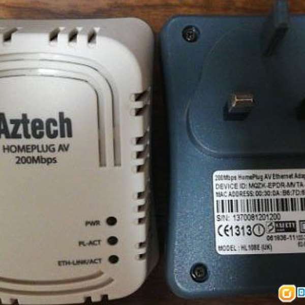 Aztech homeplug AV 200Mbps一對 如果房間收唔到wi-fi就可以用homeplug 連接房間及...