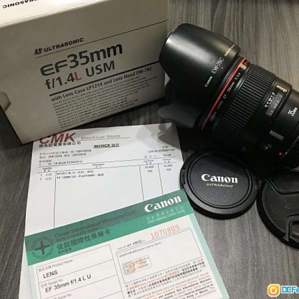 Canon EF35mm f/1.4L USM 鏡頭 ( 連 Kenko Pro1D UV 濾鏡 )