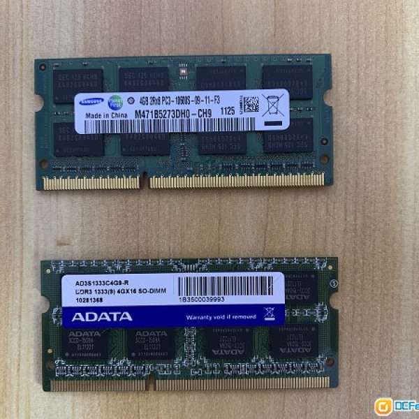 Notebook DDR3 RAM 筆電記憶體 4G x2