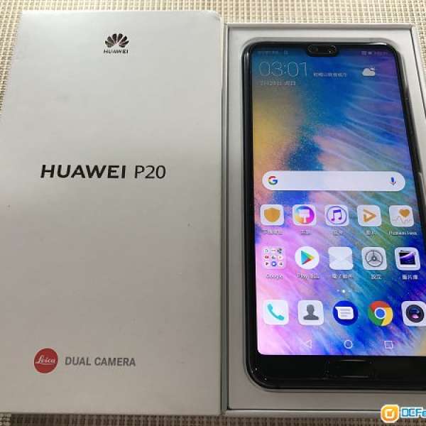 Huawei P20 4+128GB 香港行貨 藍色*99.9%new ! 跟中原單據*行保至*8/6/2019 !*完美...