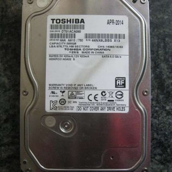 Toshiba 500G 3.5" SATA HDD