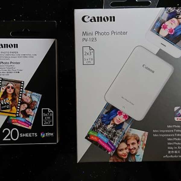 全新未開封Canon迷你相片打印機PV-123 灰色+額外相片紙！