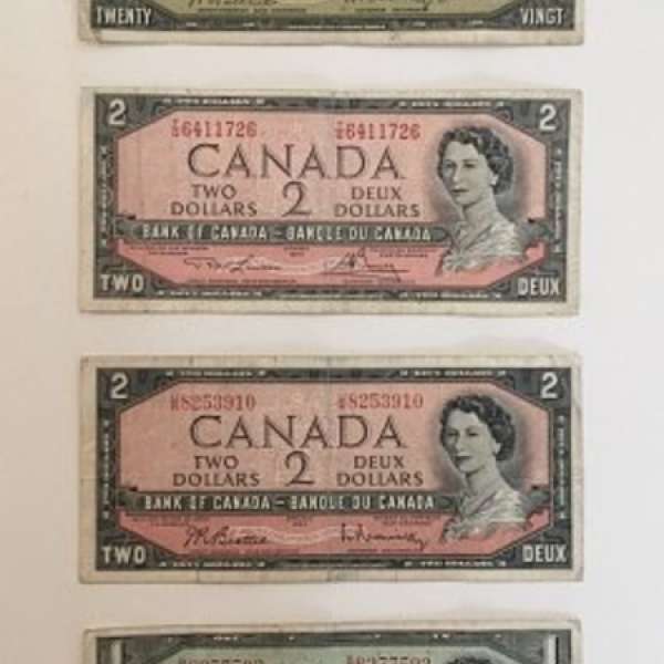 1954 年 加拿大紙幣四張