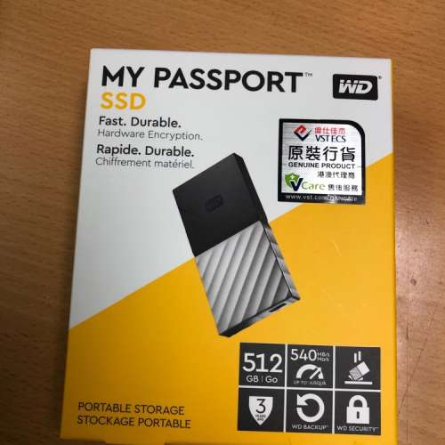 全新 WD MY PASSPORT SSD 512GB TYPEC PORTABLE STORAGE
