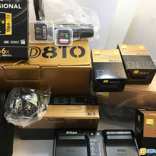 全新一樣Nikon D810有長保行貨SC388，8千幾蚊原裝配件包括直倒，D5電，MH-26充電器...