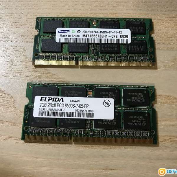 手提電腦NoteBook RAM DDR3 PC3 8500 1066 2GB X 2PCS