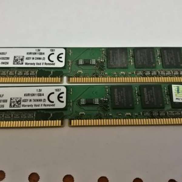 Kingston 金士頓 DDR3 1600 4GB RAM 2條一齊賣