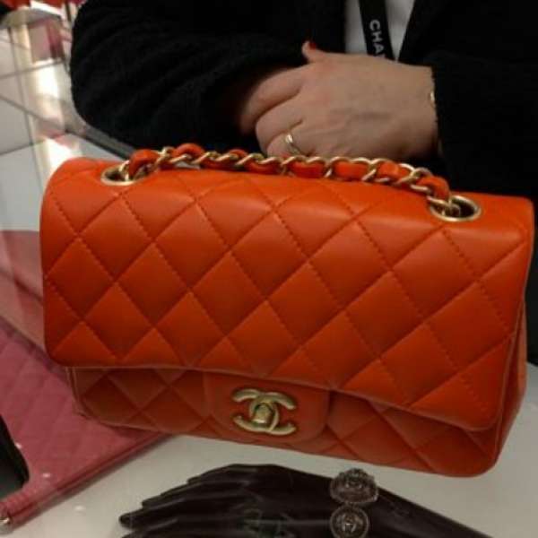 100% New Chanel Classic Mini 手袋 橙紅色