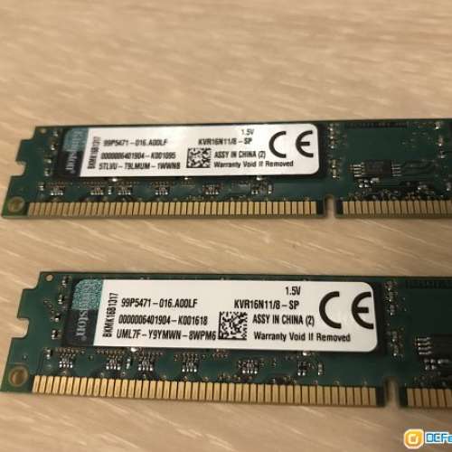 Kingston DDR3 1600 8GB Ram - KVR16N11/8-SP, 有單- DCFever.com