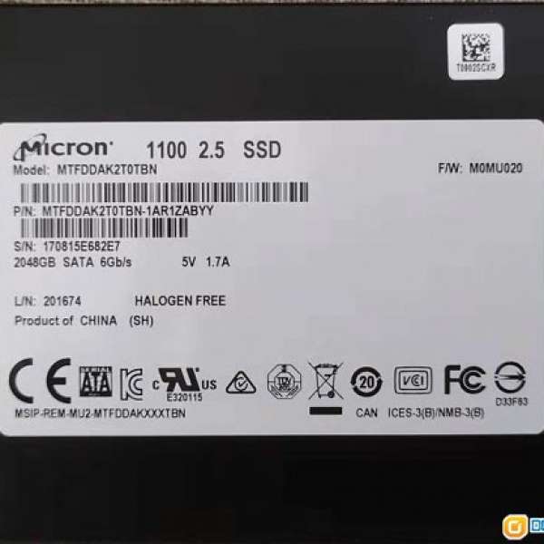 Micron 1100 2TB SATA 6Gb/s 2.5" SSD 100% New