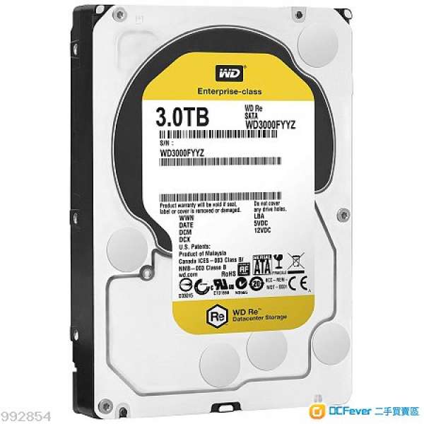 WD 3TB WD3000FYYZ Black 黑碟 企業級硬碟 高速 穩定 ( 私保7日 ) Whatsapp: 59782142