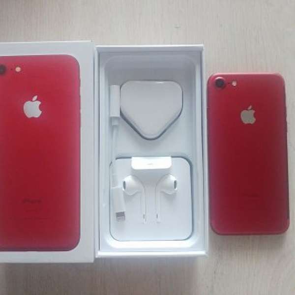 99% 行貨紅色 iphone 7 128gb 。全套有盒齊配件。送玻璃貼。  99%  red colour iph...