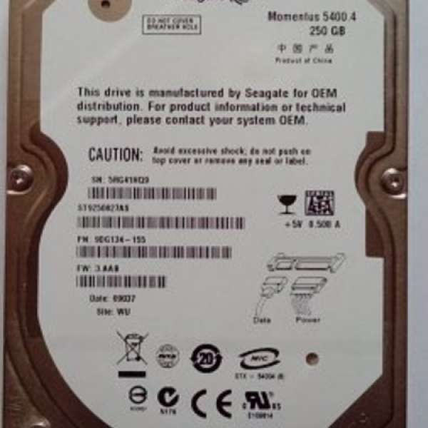 Seagate 2.5吋 250GB HDD