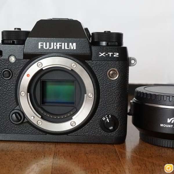 Fujifilm X-T2 body + Viltrox EF-FX1 adapter
